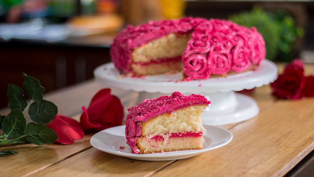 Piece of Valentine Rose Cake
