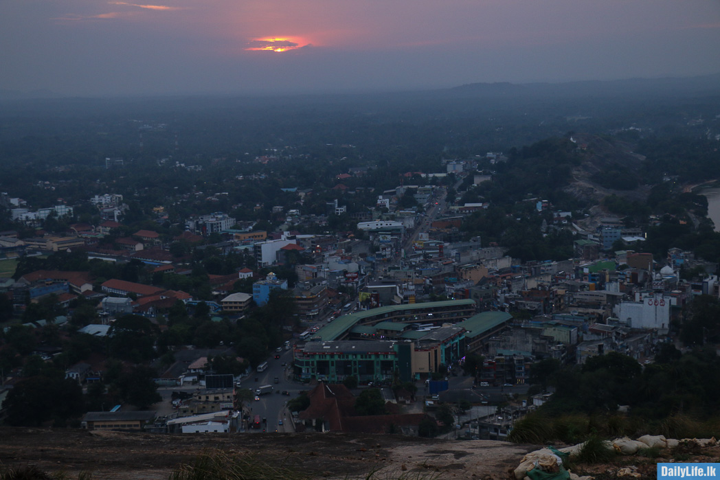 View of Kurunegala town in the evening from Athugala Rock, Sri Lanka