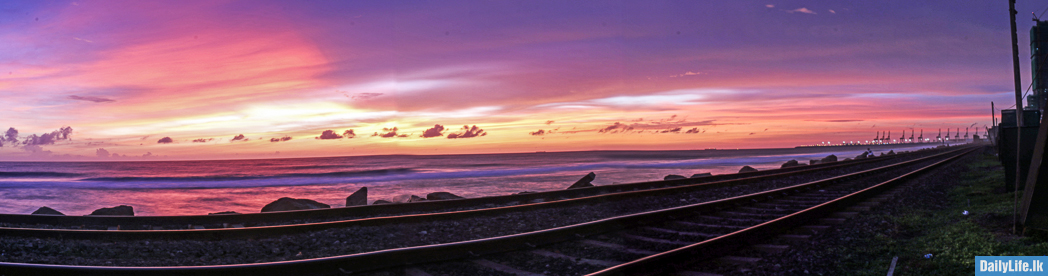 Majestic sunset at Marine Drive and Colombo Habour.